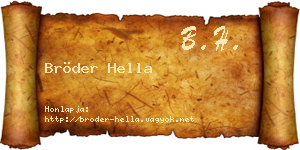Bröder Hella névjegykártya